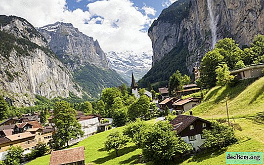 Lauterbrunnen - valley of waterfalls and cliffs in Switzerland