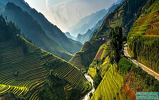 Sapa - la ville du Vietnam au bord des montagnes, des cascades et des rizières en terrasse