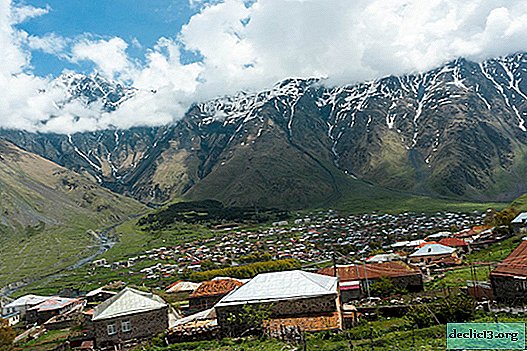 Stepantsminda (Kazbegi) - a picturesque village in the mountains of Georgia