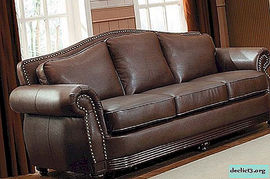 Interior con un sofá marrón, las reglas de elección y ubicación.
