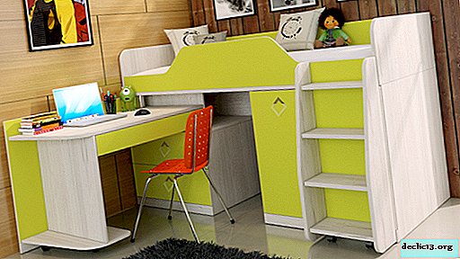 ميزات تصميم الأسرة العلية مع طاولة وخزانة الملابس ، وتصميم العناصر