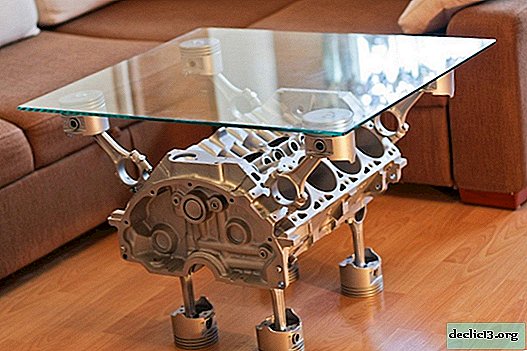Korak za korakom izdelava izvirne mize iz motorja, namestitev razsvetljave