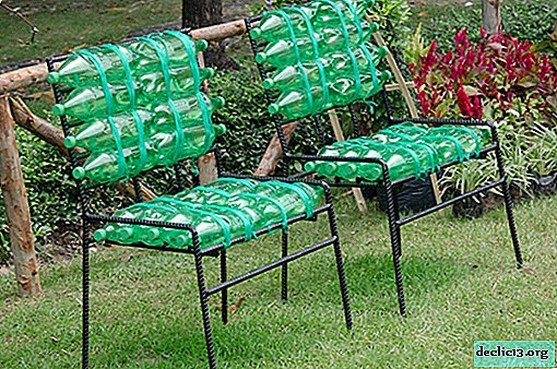 DIY assembly of chairs from plastic bottles, stages of work