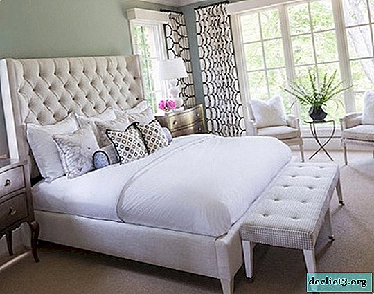 Opciones para camas blancas, características de diseño para diferentes interiores.
