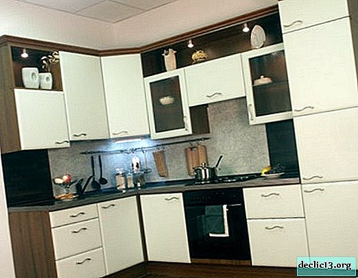 Vrste vogalnega kuhinjskega pohištva za majhen prostor, fotografije že pripravljenih rešitev