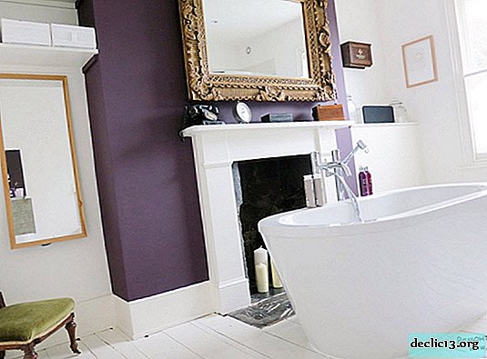 Violet color in the interior of the bathroom