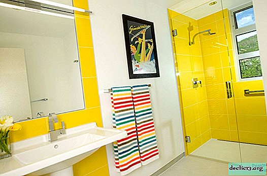 Vonios kambario dizaine saulė tirpsta vandenyje arba geltona