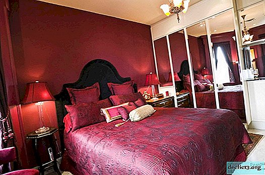 غرفة نوم حمراء مشرقة وأنيقة